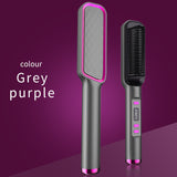 2 in 1 Curling Iron Electric Hot Comb Multifunctional Straight Hair Straightener Comb Anti-Scalding Styling Tool Brush