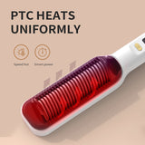 2 in 1 Curling Iron Electric Hot Comb Multifunctional Straight Hair Straightener Comb Anti-Scalding Styling Tool Brush