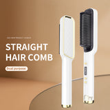 2 in 1 Curling Iron Electric Hot Comb Multifunctional Straight Hair Straightener Comb Anti-Scalding Styling Tool Brush