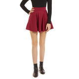 Mini Skater Skirt for Women – Basic Versatile Stretchy Flowy Casual Skirt-Wine Red
