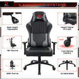 Rimiking Gaming Chair with Massage Lumbar Support and Adjustable Armrest-Blue