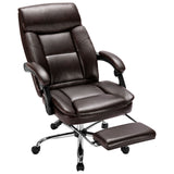 Rimiking Big & Tall Office Chair with Footrest- Bonded Leather Desk Chair Swivel Rolling High Back Computer Chair Adjustable Ergonomic Task Chair -Brown