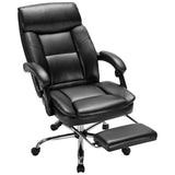 Rimiking Big & Tall Office Chair with Footrest- Bonded Leather Desk Chair Swivel Rolling High Back Computer Chair Adjustable Ergonomic Task Chair -Brown